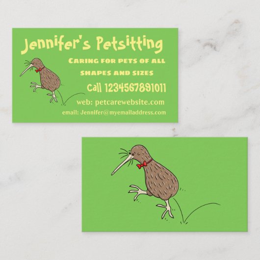 ハッピージャンプのキウイとボウタイ漫画デザイン 名刺 (正面/裏面)