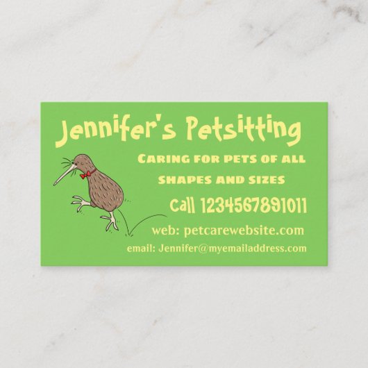 ハッピージャンプのキウイとボウタイ漫画デザイン 名刺 (正面)