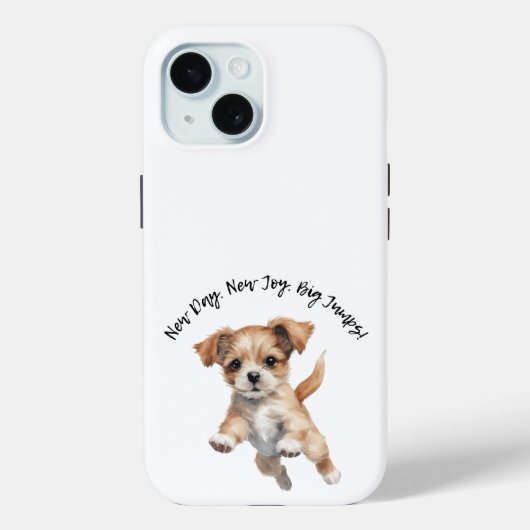 ハッピージャンプ犬アート – 新しい日のギフ前向きト Case-Mate iPhoneケース (裏面)