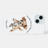 ハッピージャンプ犬アート – Happy iPhone 15ケース (裏面横)