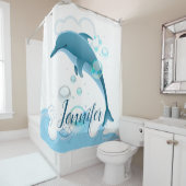 ハッピージャンプ・イルカと泡 シャワーカーテン (インサイチュ)