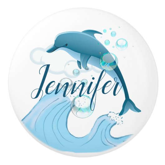 ハッピージャンプ・イルカと泡 セラミックノブ (正面)