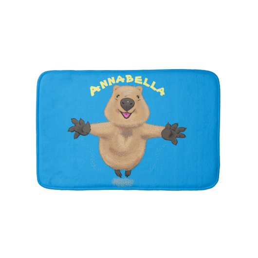 ハッピージャンプquokka漫画デザイン バスマット (正面)