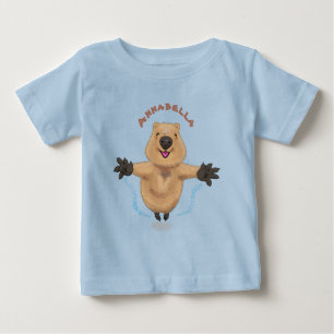ハッピージャンプquokka漫画デザイン ベビーTシャツ