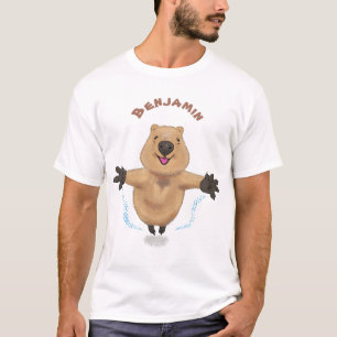 ハッピージャンプquokka漫画デザイン tシャツ