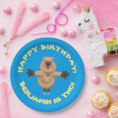 ハッピージャンプquokka漫画パーソナライズされたの誕生日 ペーパープレート (パーティー)