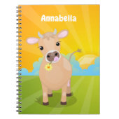 ハッピージャージー牛の漫画イラストレーション ノートブック (正面)