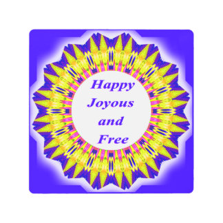 ハッピージョイアンドフリーイン鮮やかサークルデザイン メタルプリント