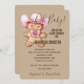 ハッピージンジャーパン女性のカーボーイベビーシャワーガール 招待状 (正面/裏面)