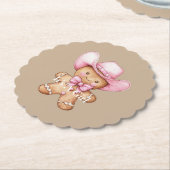 ハッピージンジャーパン女性のカーボーイベビーシャワー ペーパーコースター (アングル)
