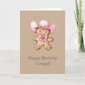 ハッピージンジャーパン女性のカーボーイ誕生日 カード (正面)