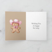 ハッピージンジャーパン女性のカーボーイ誕生日 カード (内部)