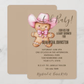 ハッピージンジャーブレッドカウガールベイビーシャワーガール 招待状 (正面/裏面)