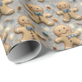 ハッピージンジャーブレッドクッキーのクリスマスラッピング紙 ラッピングペーパー (ロールコーナー)