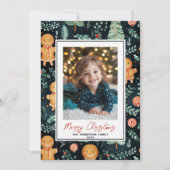 ハッピージンジャーブレッドマンカスタムクリスマスフォト名 シーズンカード (正面)