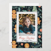 ハッピージンジャーブレッドマンカスタムクリスマスフォト名 シーズンカード (正面/裏面)