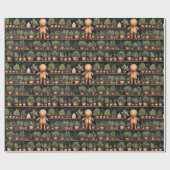 ハッピージンジャーブレッドマンクリスマス ラッピングペーパー (フラット)