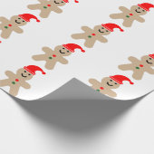 ハッピージンジャーブレッドマンサンタ帽をかぶった ラッピングペーパー (角)