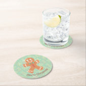 ハッピージンジャーブレッドマンメリークリスマス ラウンドペーパーコースター (インサイチュ)