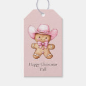 ハッピージンジャーブレッド女性のカーボーイクリスマス ギフトタグ (正面)