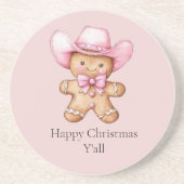 ハッピージンジャーブレッド女性のカーボーイクリスマス コースター (正面)
