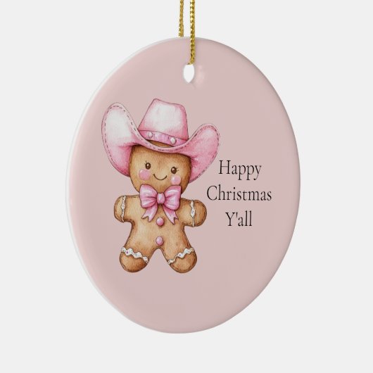 ハッピージンジャーブレッド女性のカーボーイクリスマス セラミックオーナメント (右)