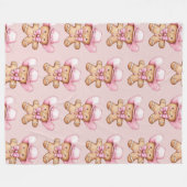 ハッピージンジャーブレッド女性のカーボーイクリスマス フリースブランケット (正面(横))