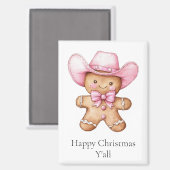 ハッピージンジャーブレッド女性のカーボーイクリスマス マグネット (正面/裏面)