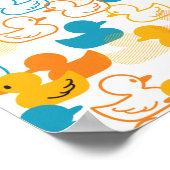 ハッピースイミングアヒルのパドリングIIパターン ポスター (角)