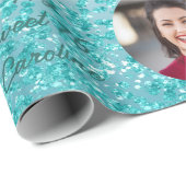 ハッピースウィート16落下ティール(緑がかった色)ブルーグリッター&写真 ラッピングペーパー (ロールコーナー)