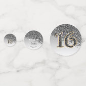 ハッピースウィート16誕生日フォールリングブラックグリッター コンフェッティ (裏面)