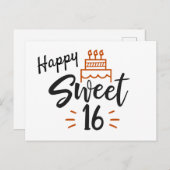 ハッピースウィート16誕生日 ポストカード (正面/裏面)