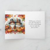 ハッピースカイサンクスギビング かわいいピルグリム猫のホリデー シーズンカード (内部)