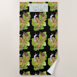 ハッピースカタツムオンレタス葉アートビーチタオル ビーチタオル