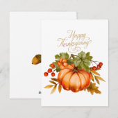 ハッピースカンクスギングの水彩画パンプキンとベリー シーズンカード (正面/裏面)