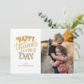 ハッピースカンクスデー。かわいい秋のオレンジ色の文字 招待状 (スタンド正面)