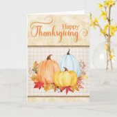 ハッピースカーレット感謝祭の水彩かぼちゃ カード (黄色い花)