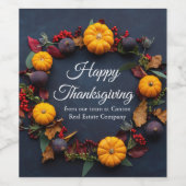 ハッピースカーレット感謝祭カスタムパンプキンリース モダン ワインラベル (シングルラベル)