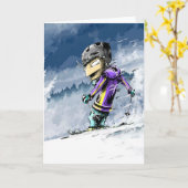 ハッピースキー誕生日 カード (黄色い花)