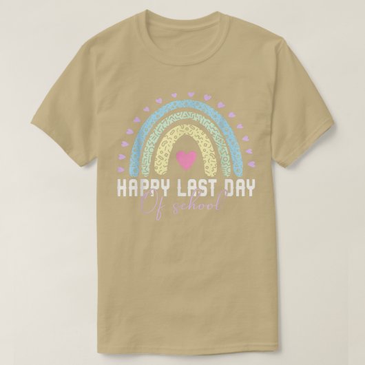 ハッピースクールの最終日かわいい虹の先生スタッド Tシャツ (デザイン正面)