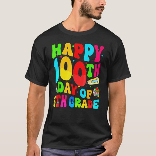 ハッピースクールレトロ100日目Groovy 100日5t Tシャツ (正面)