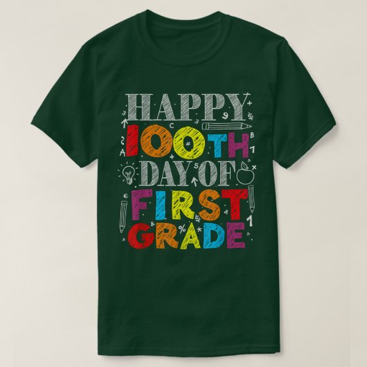 ハッピースクール1年生先生100日目 Tシャツ (デザイン正面)