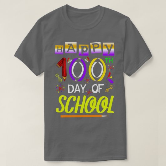 ハッピースクール100日目先生少年少女キッズ Tシャツ (デザイン正面)