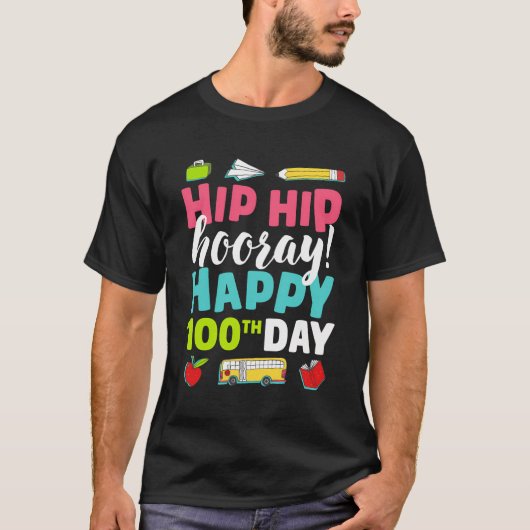 ハッピースクール100日目先生100日 Tシャツ (正面)