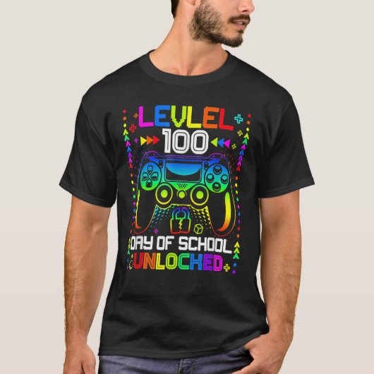 ハッピースクール100th日ビデオゲーマーレベル100 Un Tシャツ (正面)