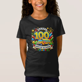 ハッピースクール100th日マイルストーンキッズ先生バス tシャツ