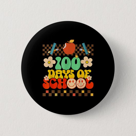 ハッピースクール100th日先生キッズレトロGroov 缶バッジ (正面)