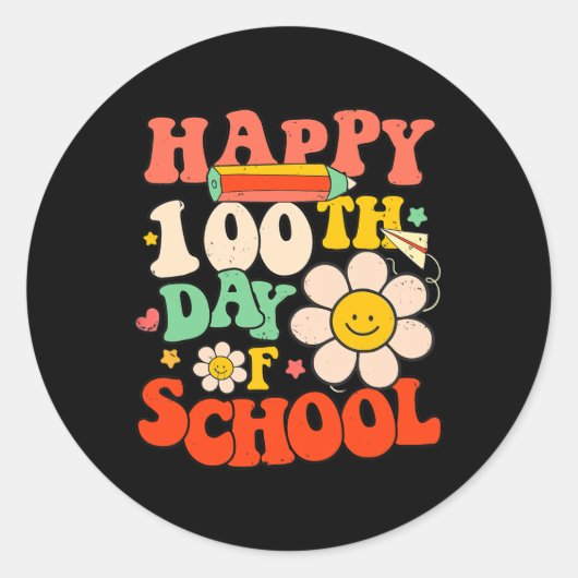 ハッピースクール100th日先生キッズ100日Re ラウンドシール (正面)