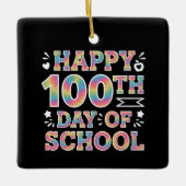 ハッピースクール100th日絞り染めレインボー100日 セラミックオーナメント (正面)