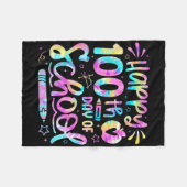 ハッピースクール100th日絞り染めレインボー100日 フリースブランケット (正面(横))